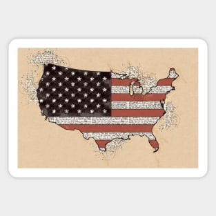 Vintage USA Map with American Flag Sticker